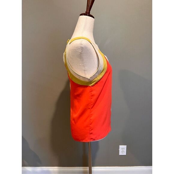 C. Luce top women’s size Small orange white yellow color block cut out cute tank - Picture 4 of 6